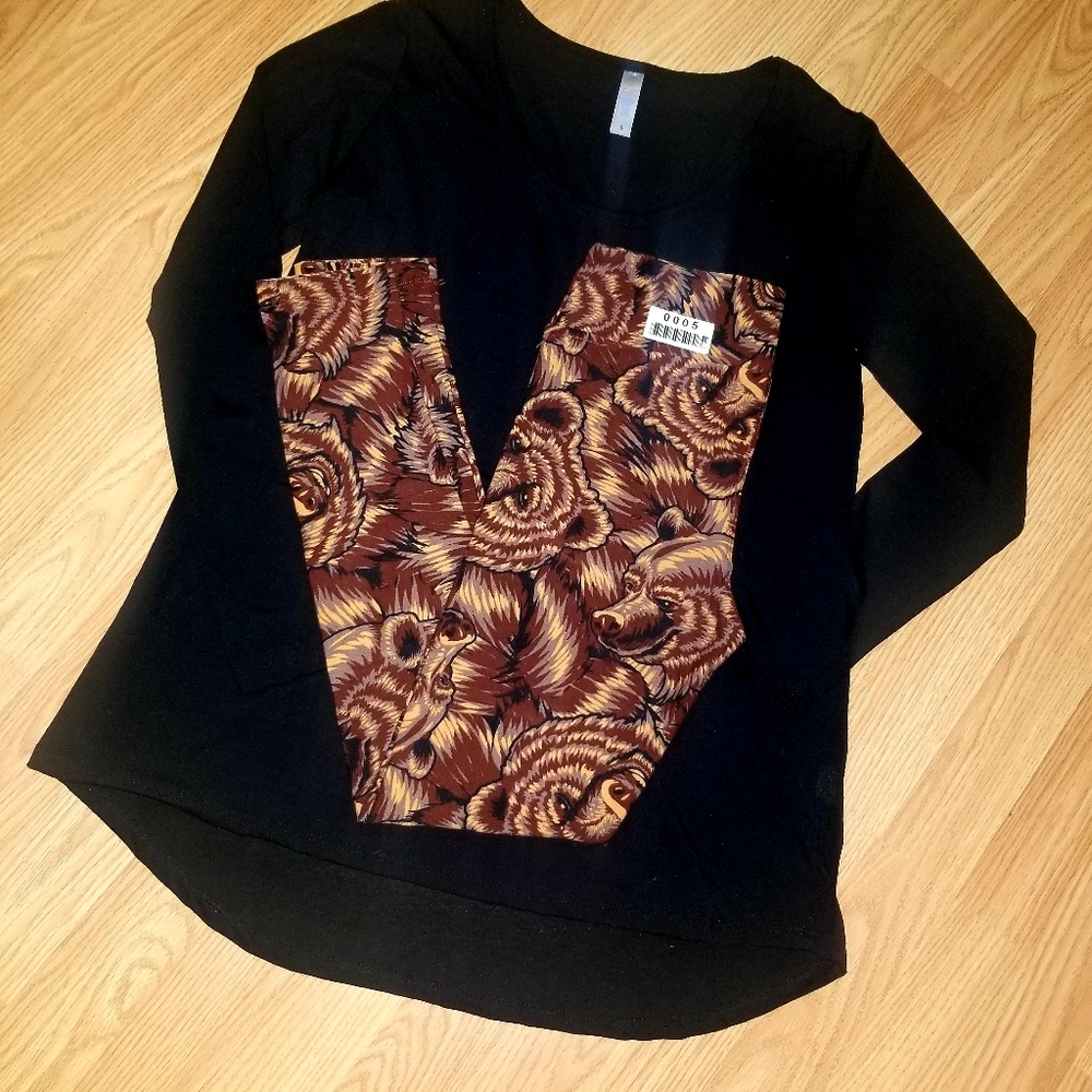 Lularoe Black Lynnae And OS Bear Leggings